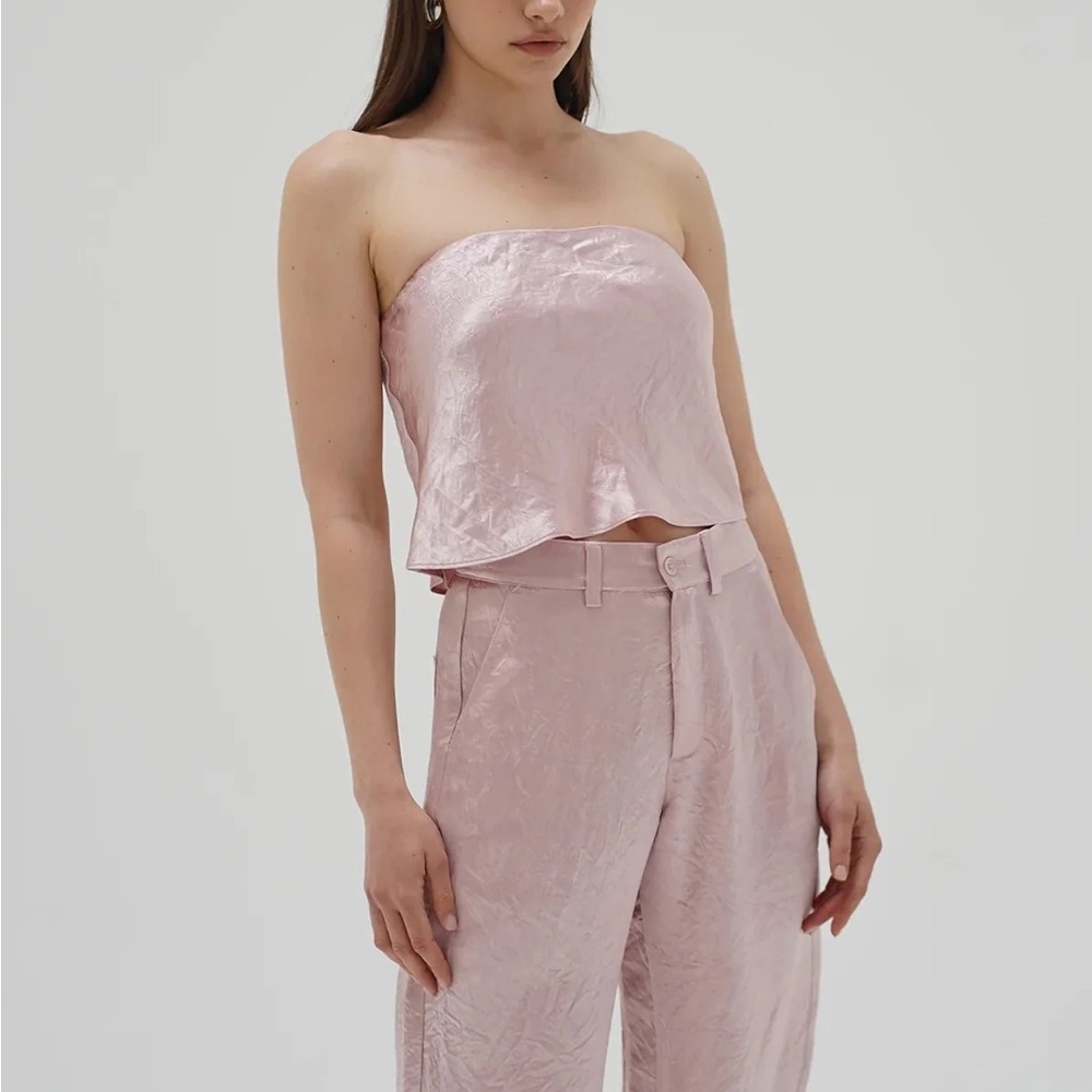 LNA Roxy Tube Top. Light Pink Strapless Crop Top
